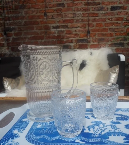 Chunky Fleur glassware is perfect for outside dining.