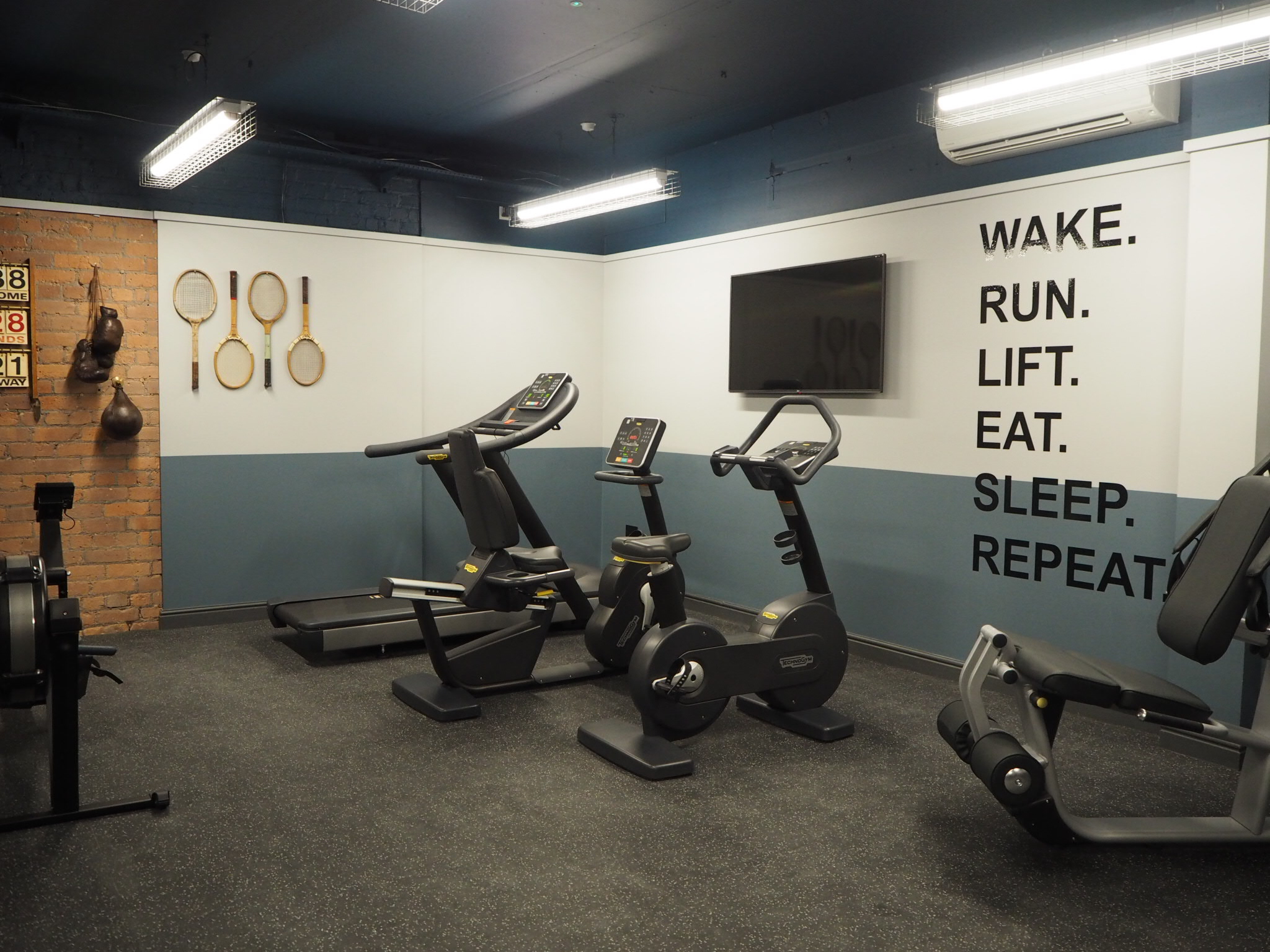 The communal gym.