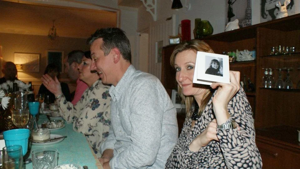 My friend Kat at Joe's birthday dinner many years ago showing the obsessive detail that I go into when styling a dinner table - I asked every guest to send me a picture of them in their teens. In those days, I literally had NOTHING to do.