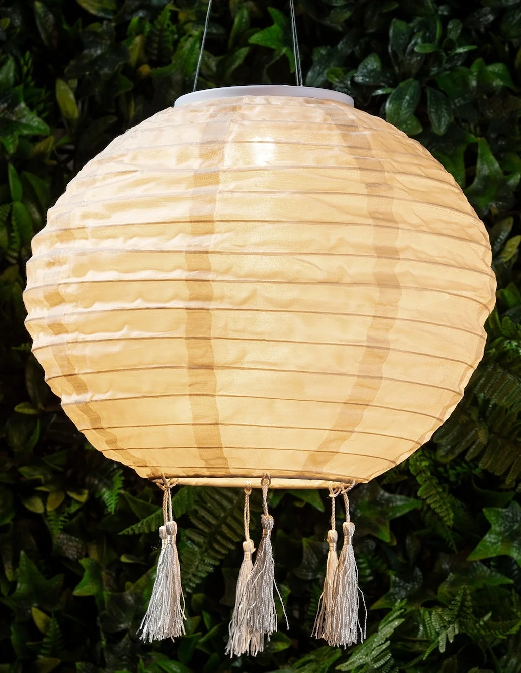Lucena Cream Tassel Solar Lantern , Lights 4 Fun £9.99