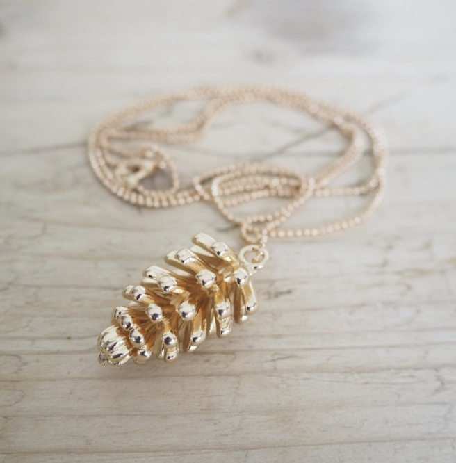 Gold Fir Cone Necklace - GSDIH, £25