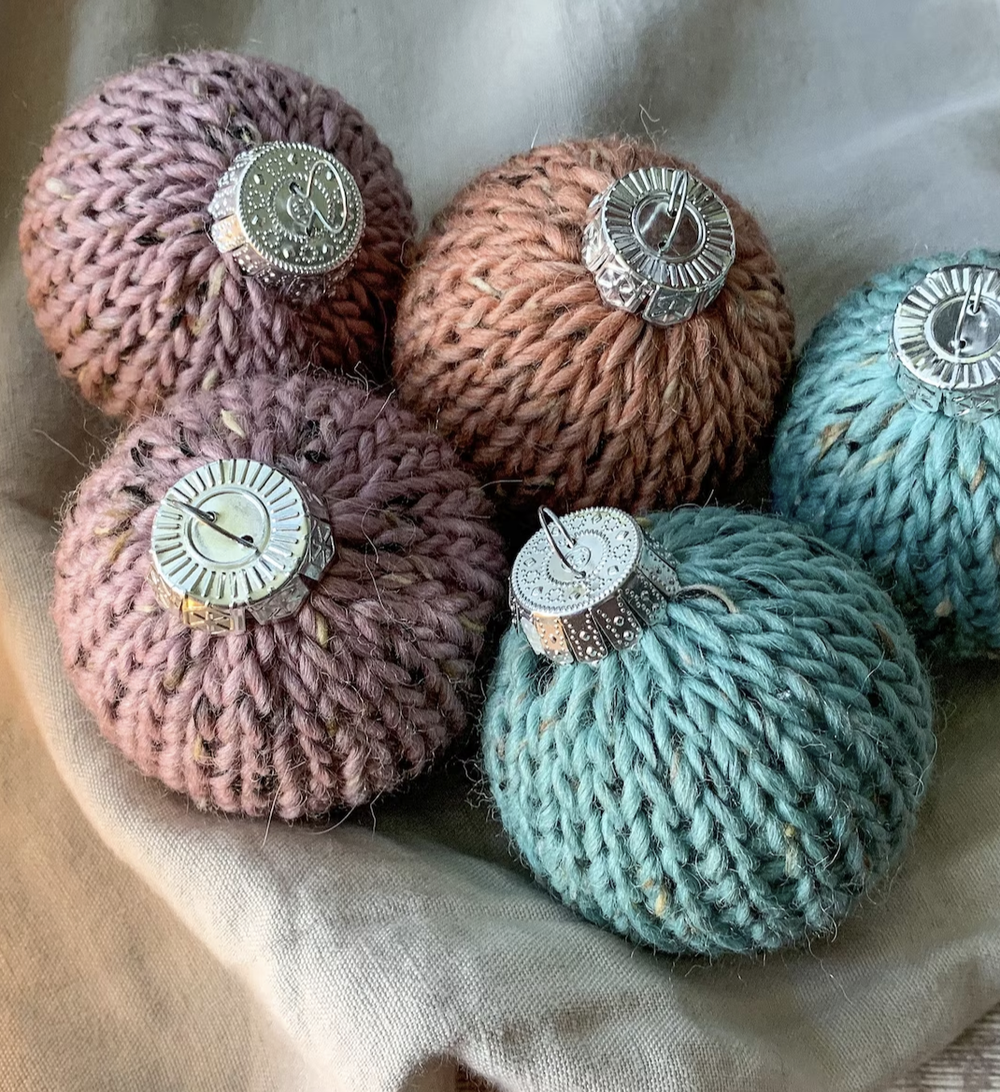 Knitted Baubles - Oak &amp; Field, £4