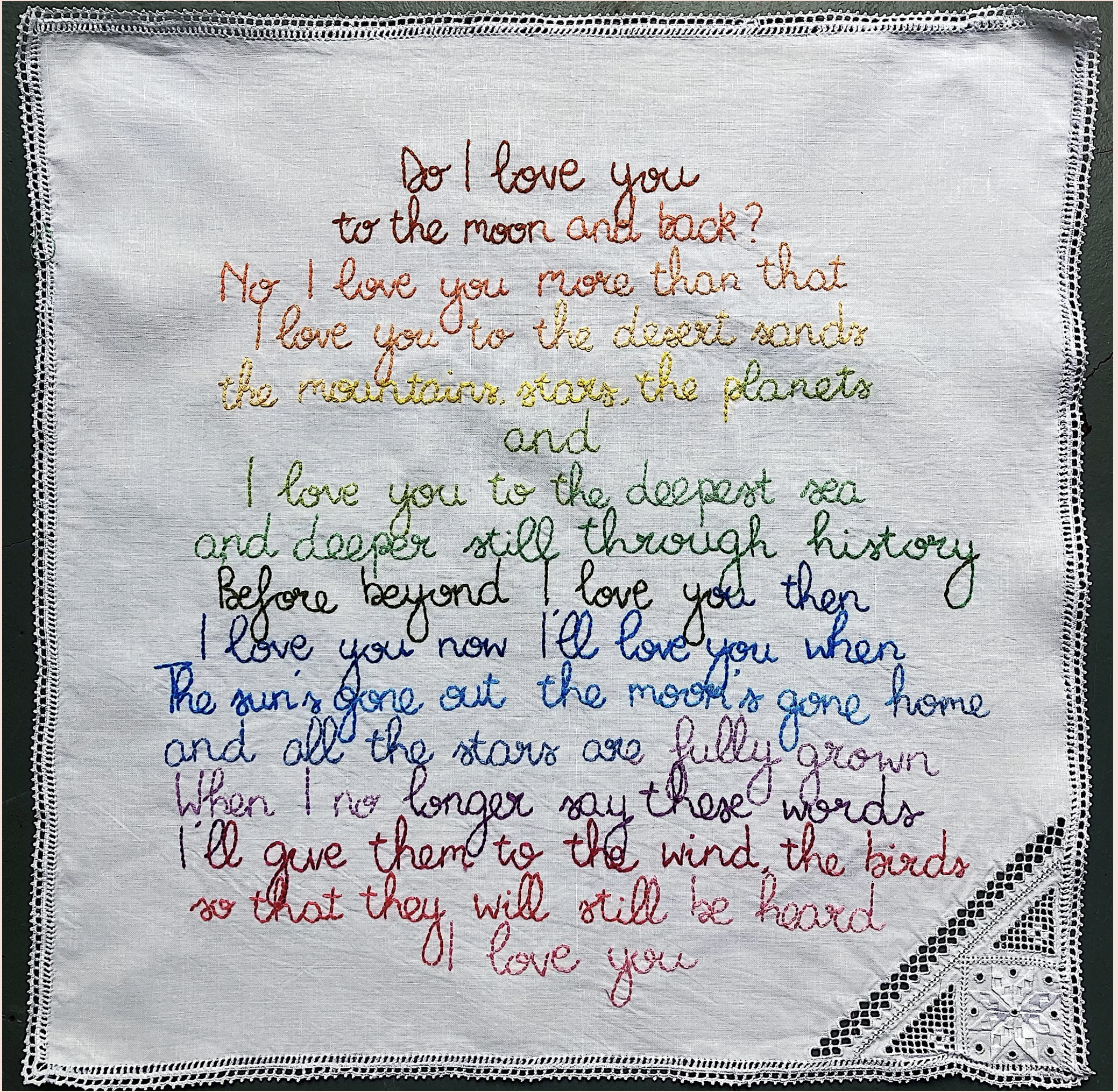 Custom Embroidery - Nonnas Napkins, £50 for three lines