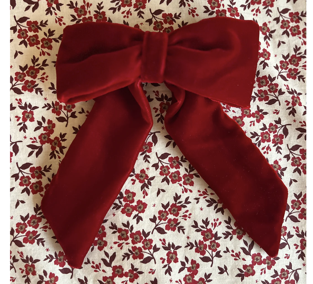 Velvet Hair Bow - Mother Of Pearl, £18