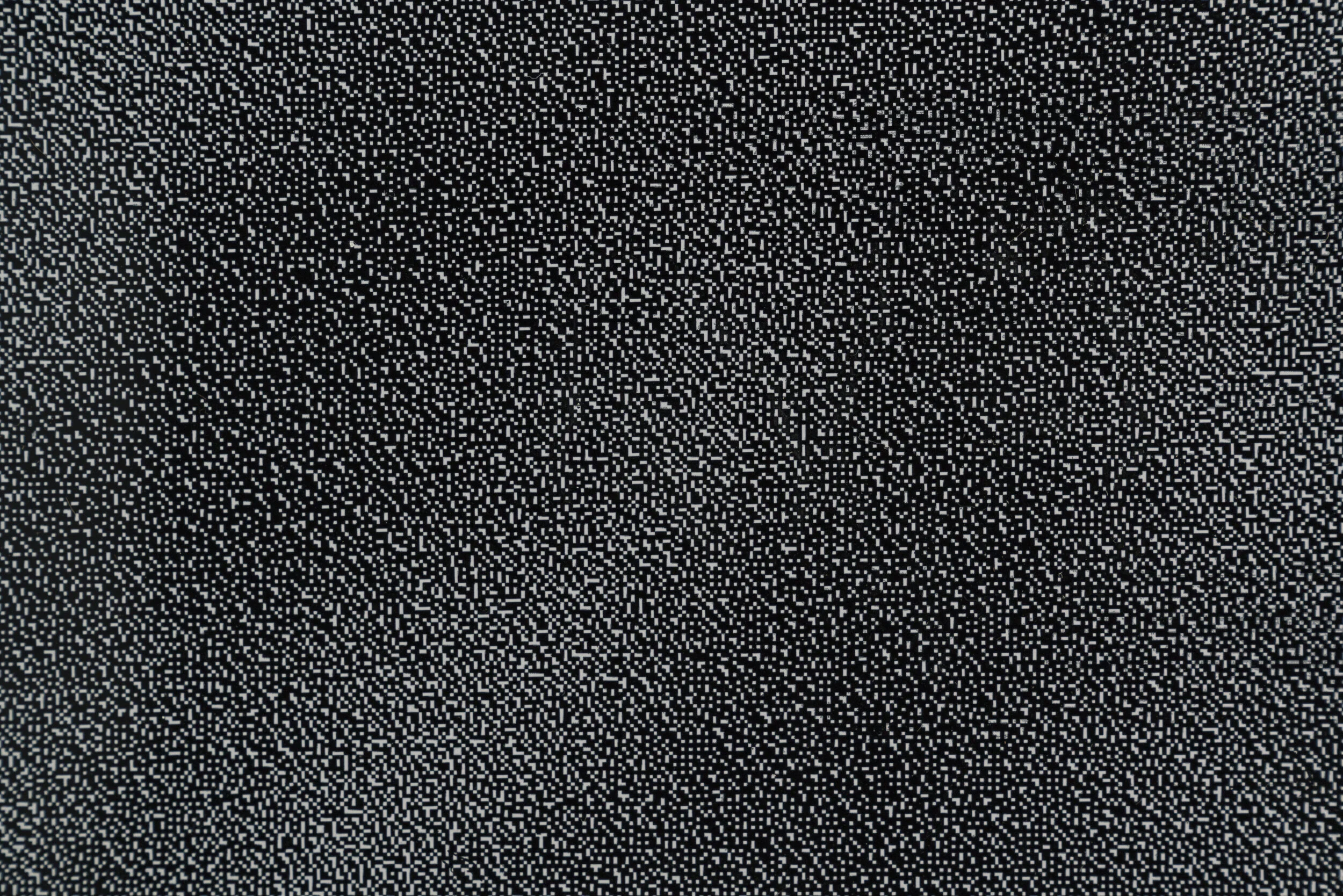   ICU ; 260cm x 300cm; hand-printed silkscreen. white ink on industrial black acrylic sheeting; 2019. (detail). 