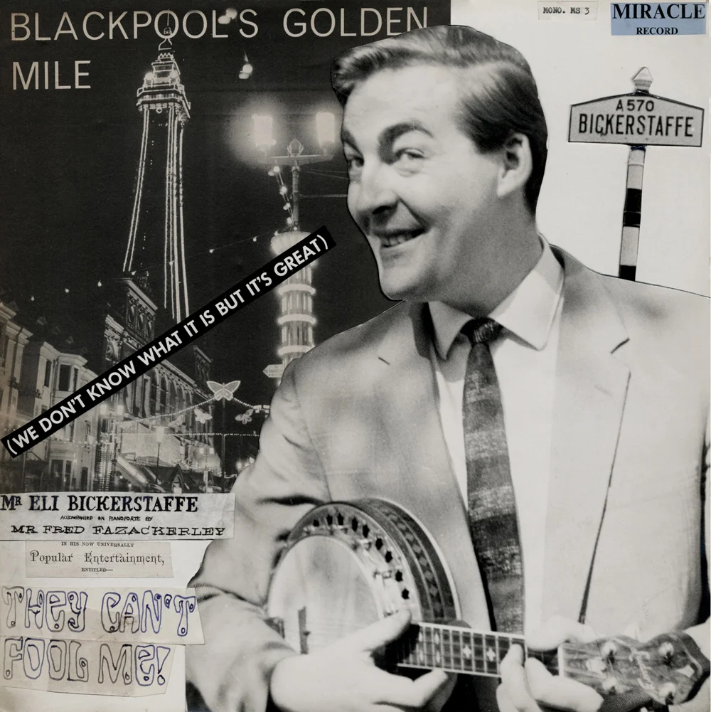LP COVER FOR 'BLACKPOOL'S GOLDEN MILE' BY ELI BICKERSTAFFE: 'HE'S SO GOOD IT'S FRIGHTENING'