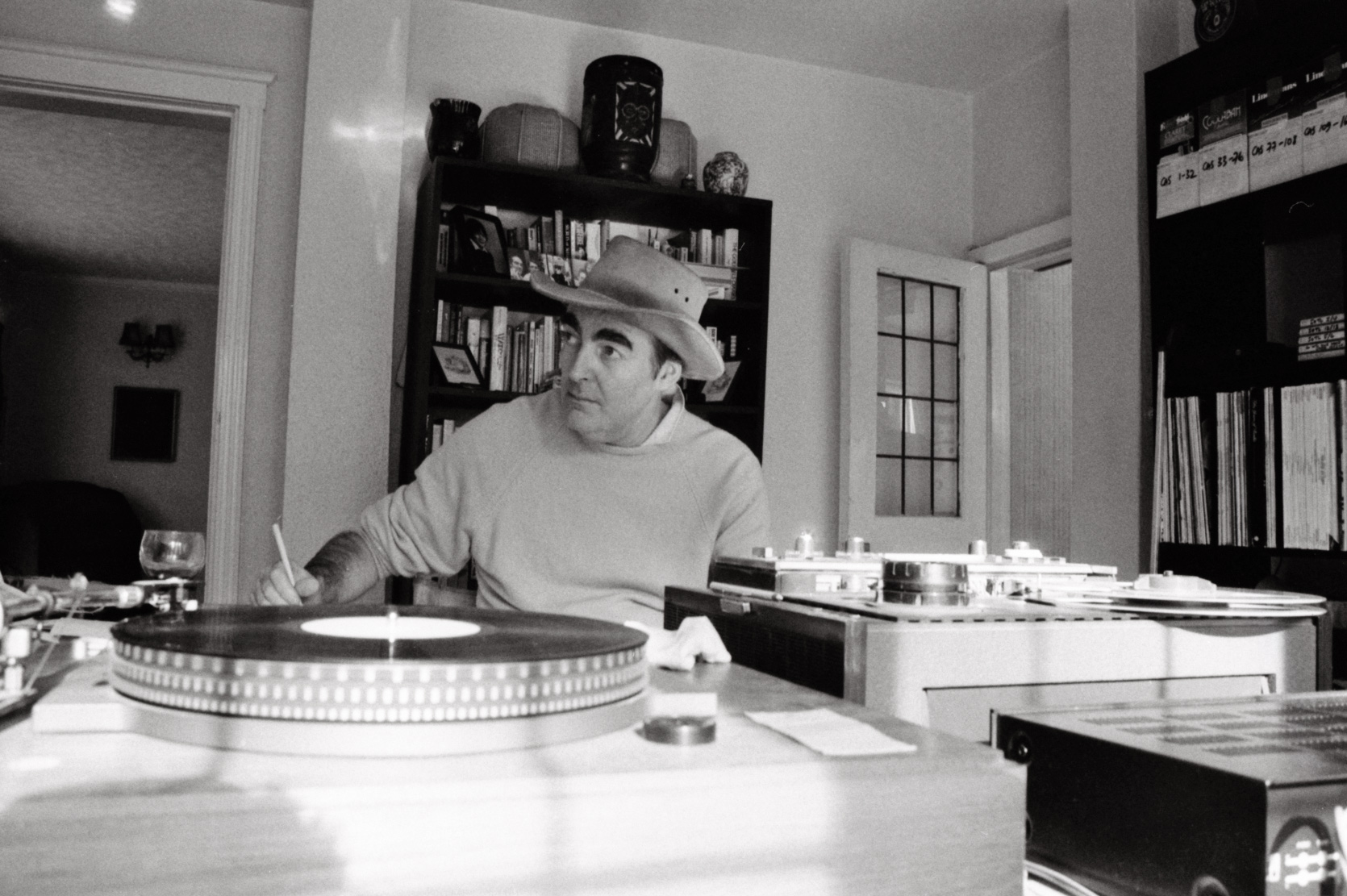 Kevin working at a temporary home studio, a few months before his death, late 1989