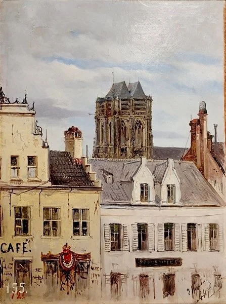 Боголюбов А.П. Дома в Антверпене. 1854. Этюд. Бумага на картоне, масло.