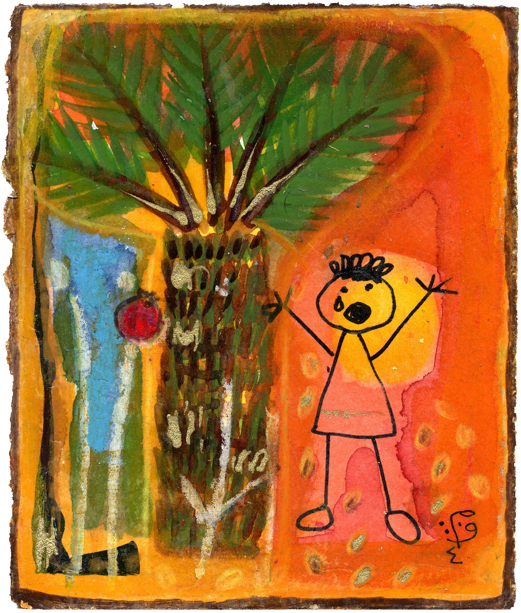 Um Ali Weeping Palms Stolen Childhoods Watercolor on paper 17x14cm 2004 Private Collection UK