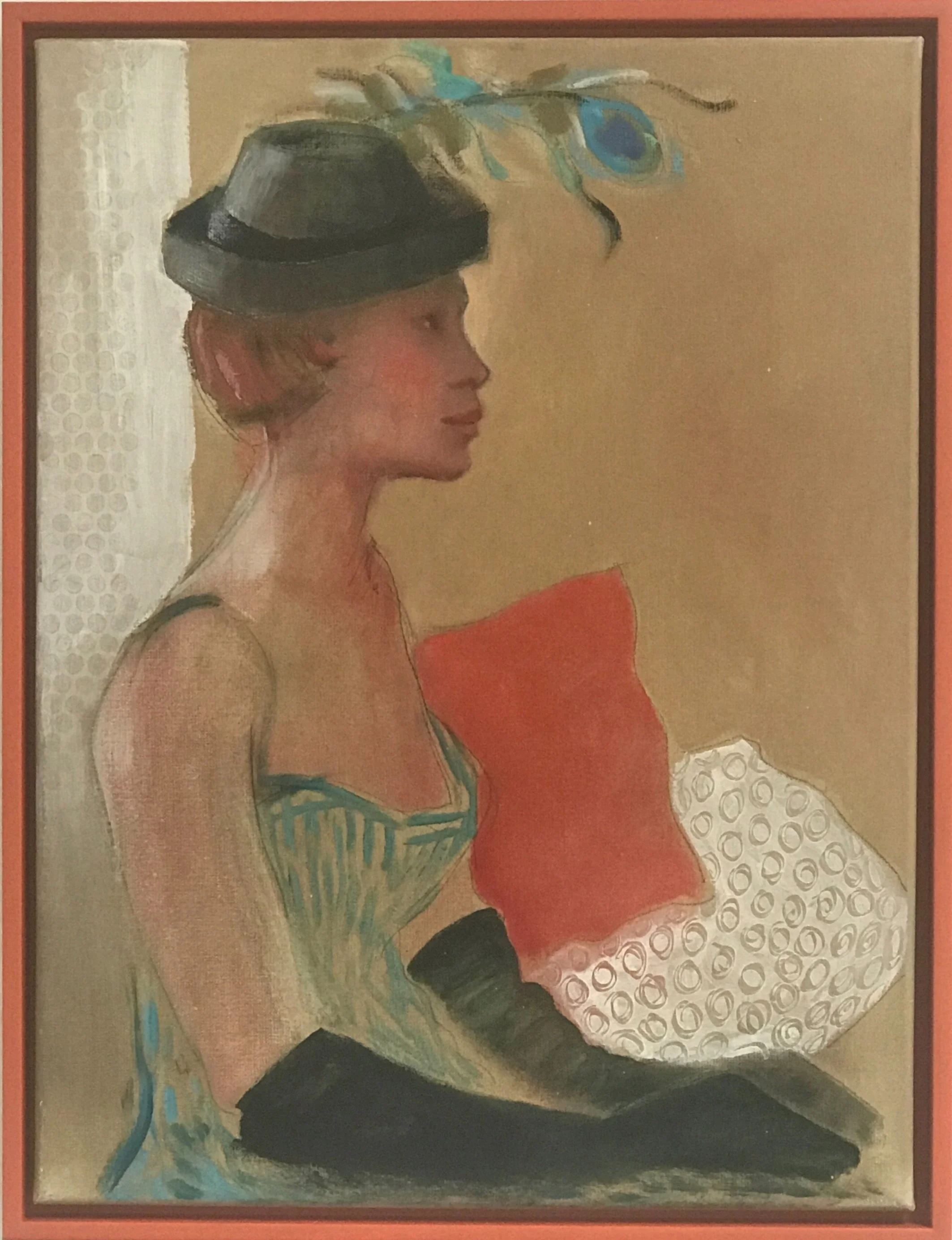 Girl with red cushion