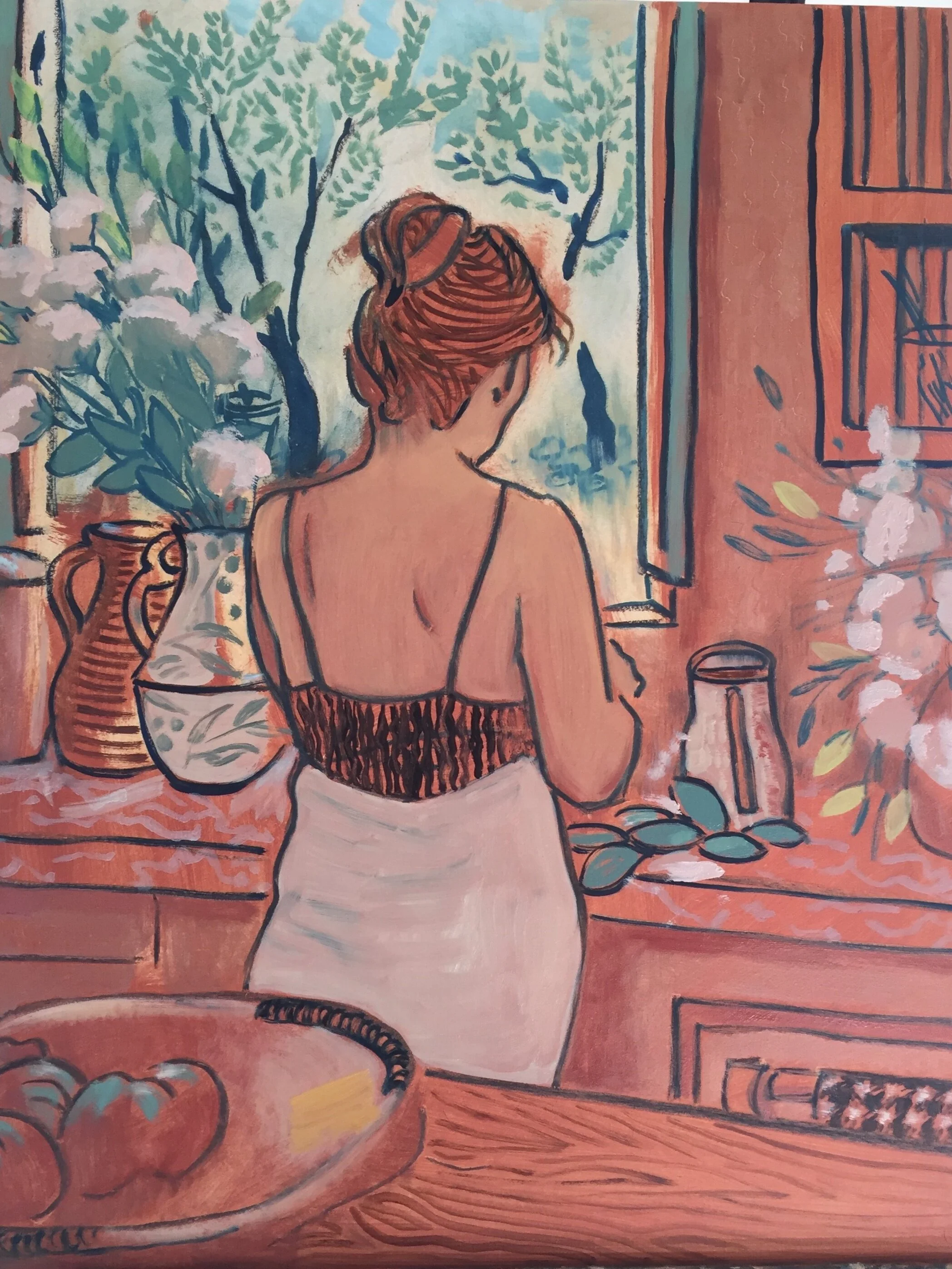 Julia arranging flowers