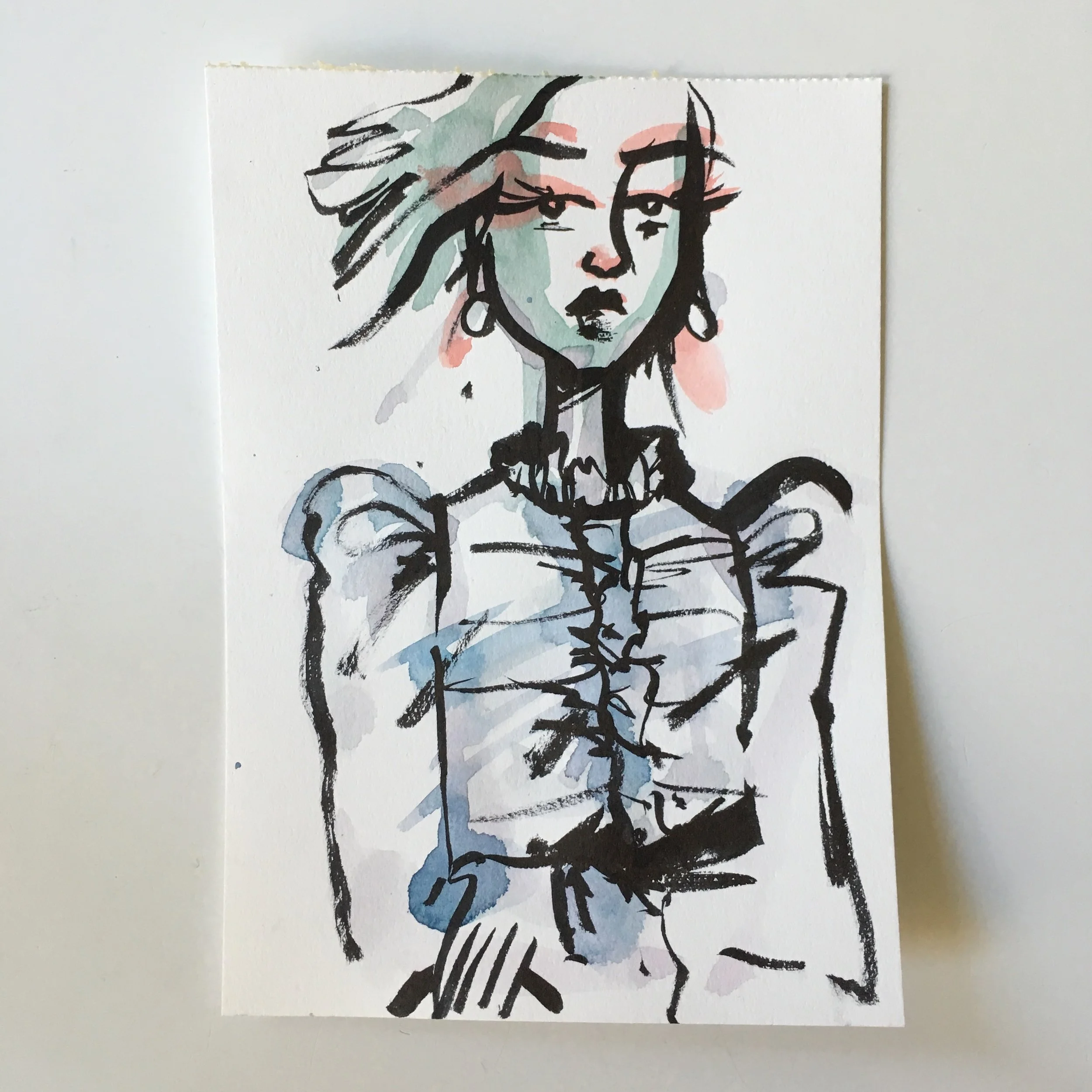 Blue and Orange Line Fashion Illustration