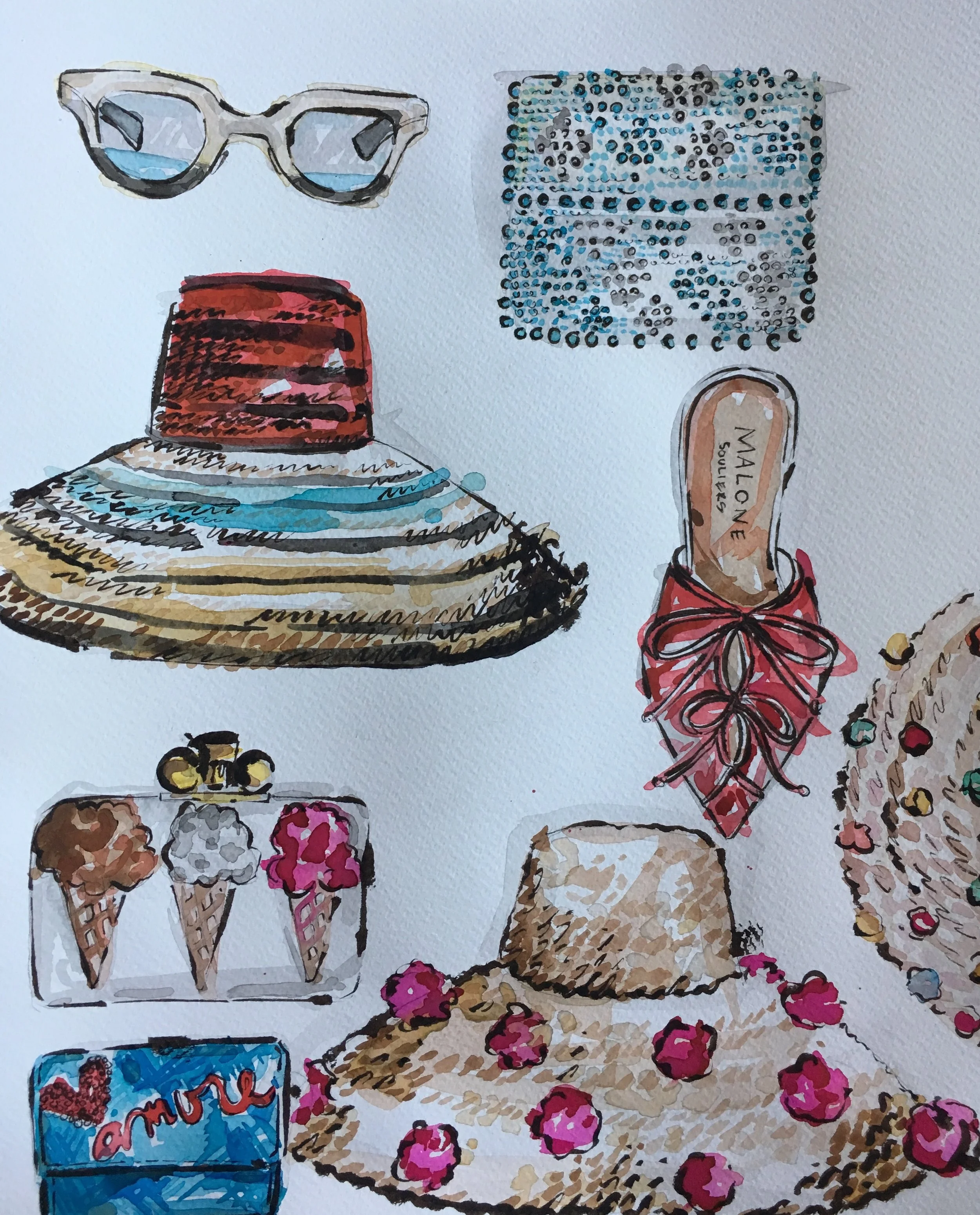 A mix of beach accessories