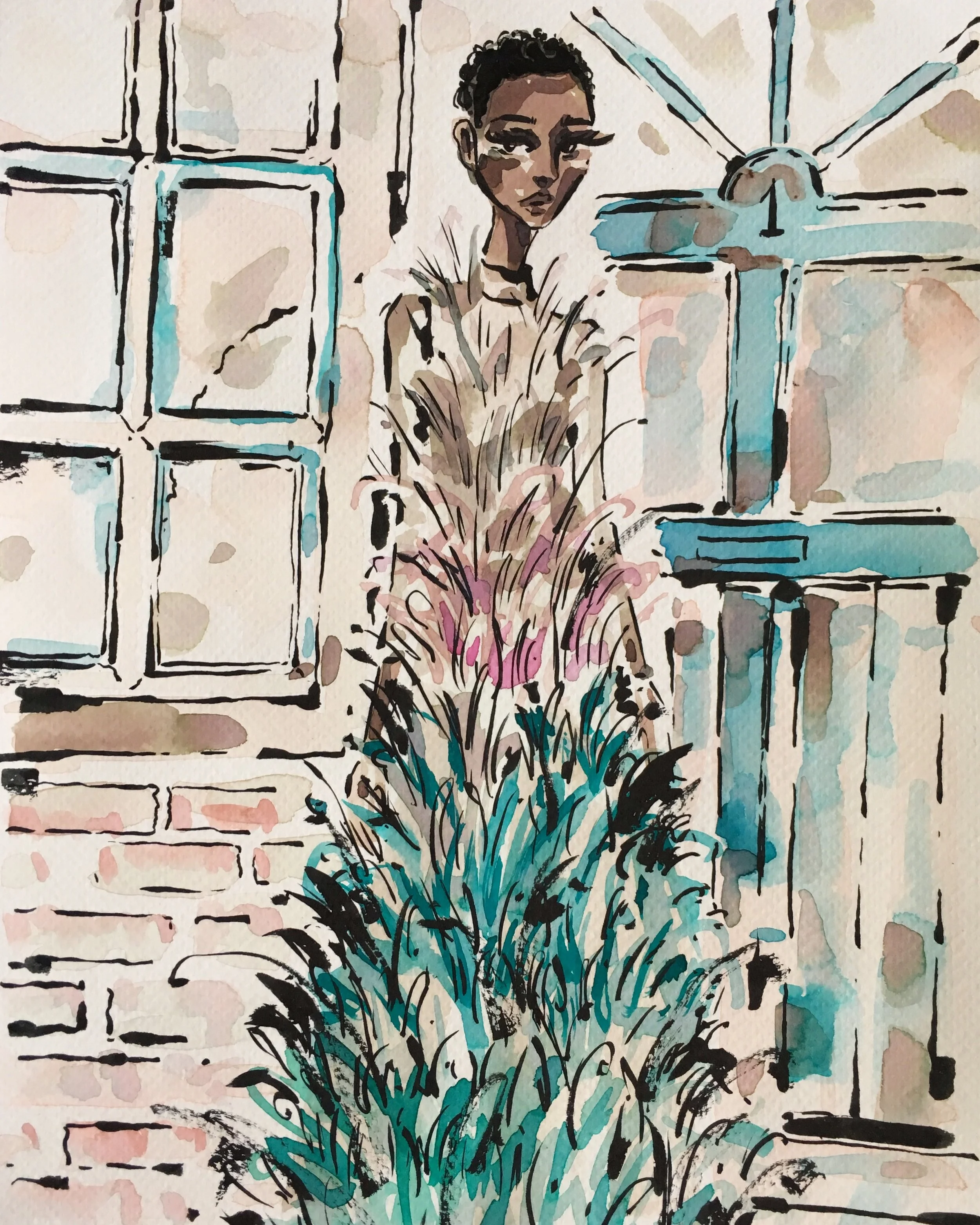 The Modist Feathered Ombre Gown