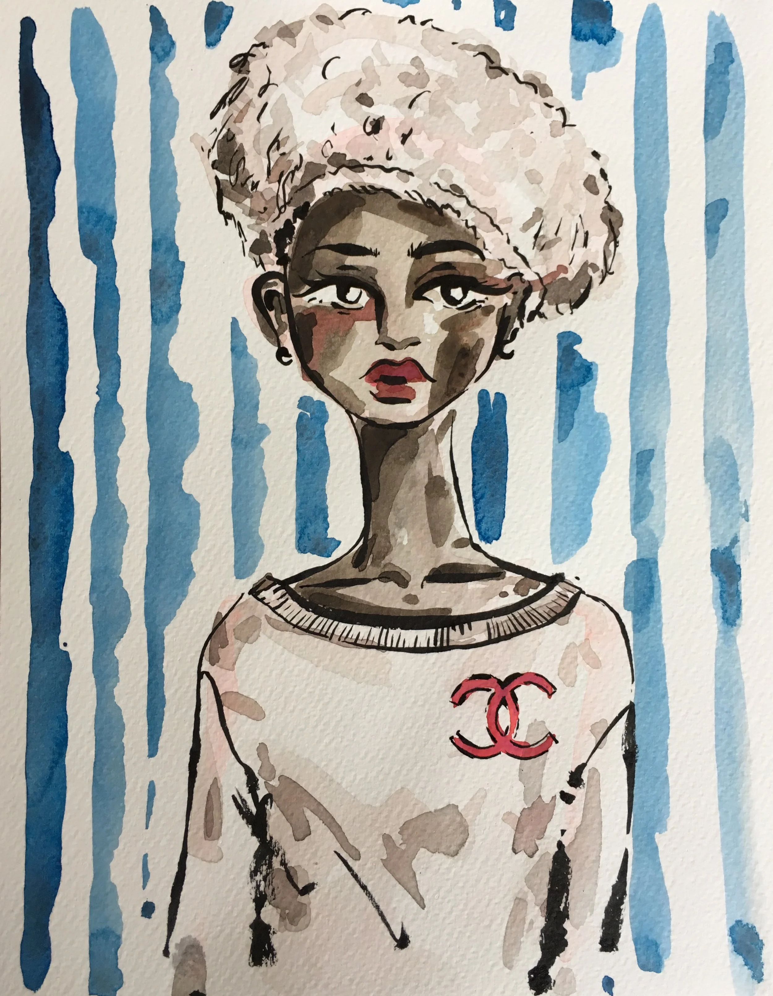 Model in Chanel with Stripes