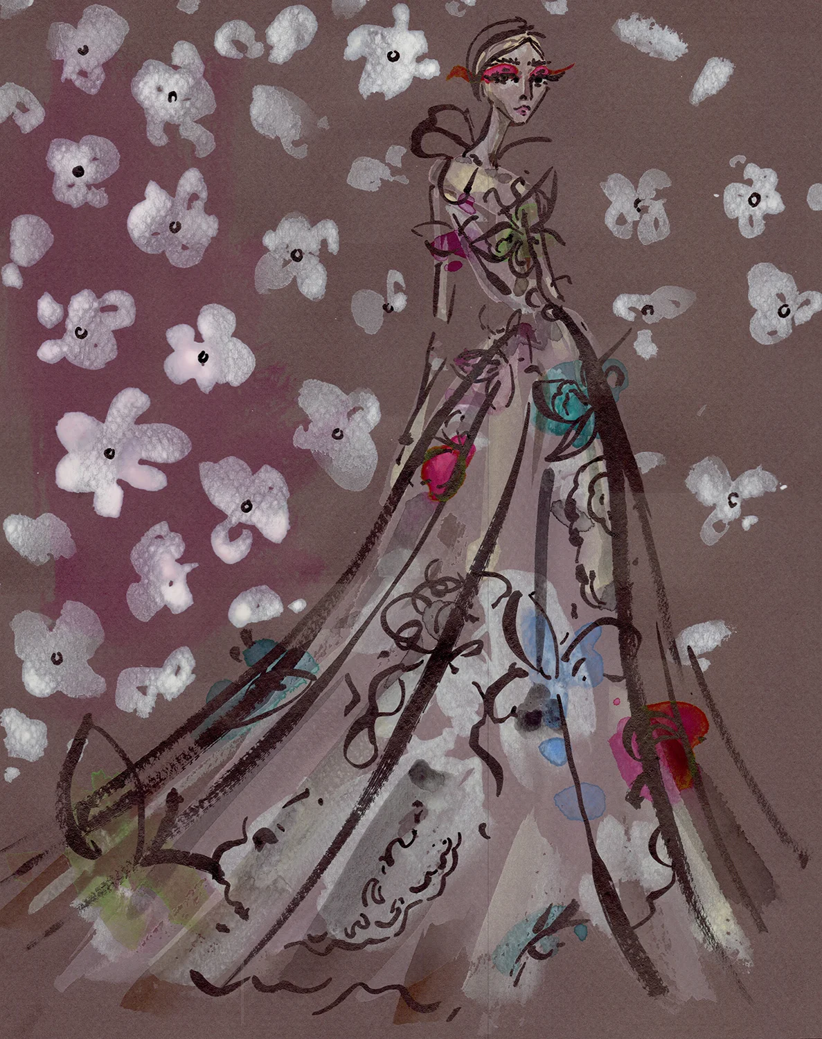 model wearing Valentino gown