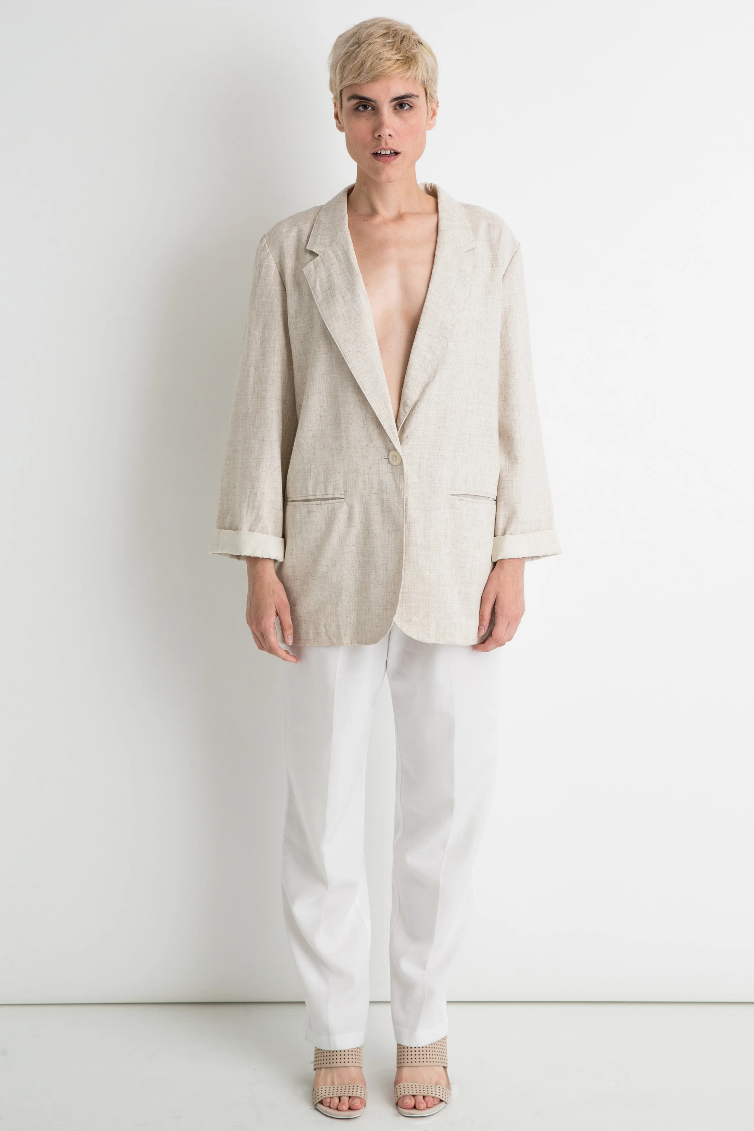 cream oversized blazer