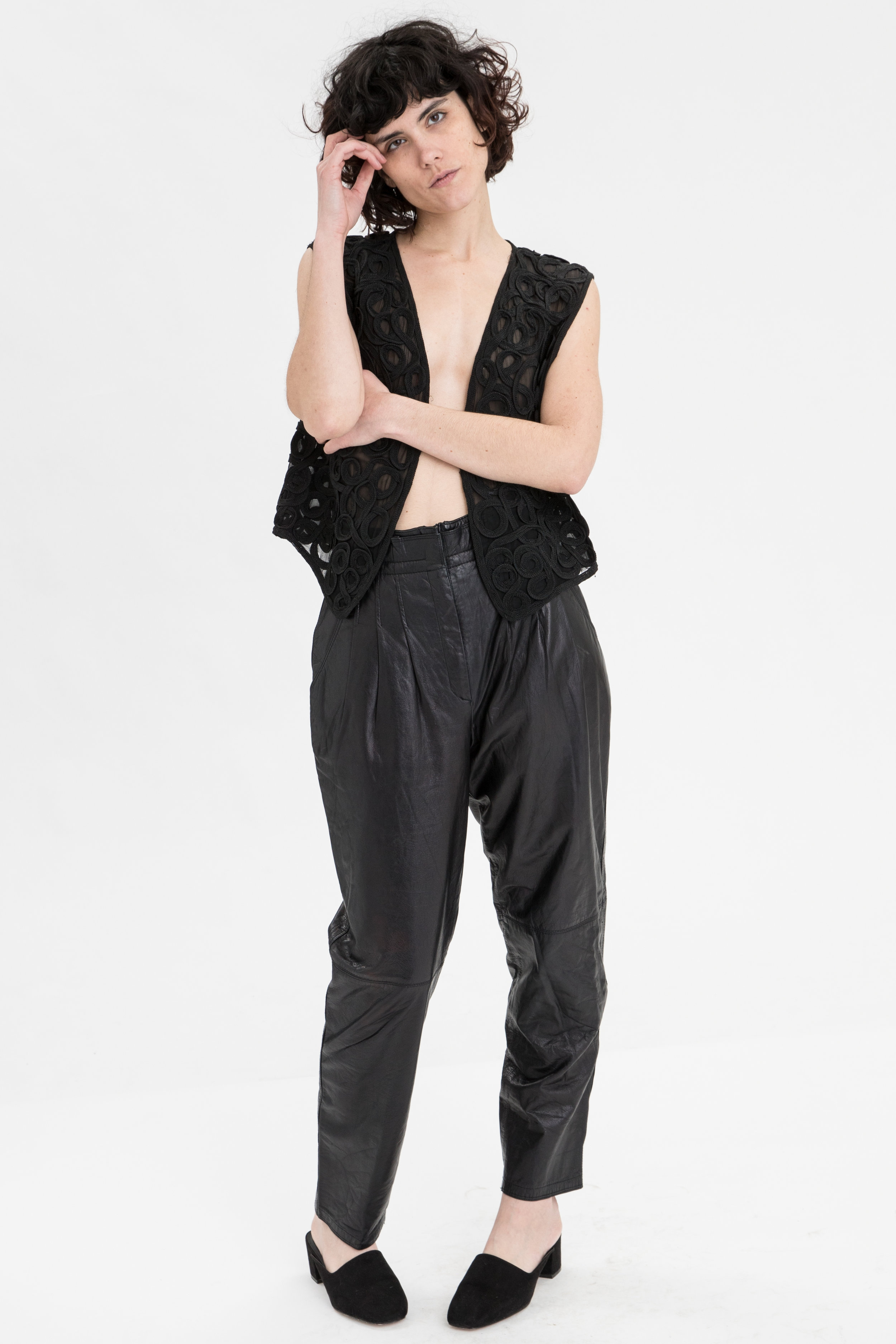 80's Leather Pleated Trousers