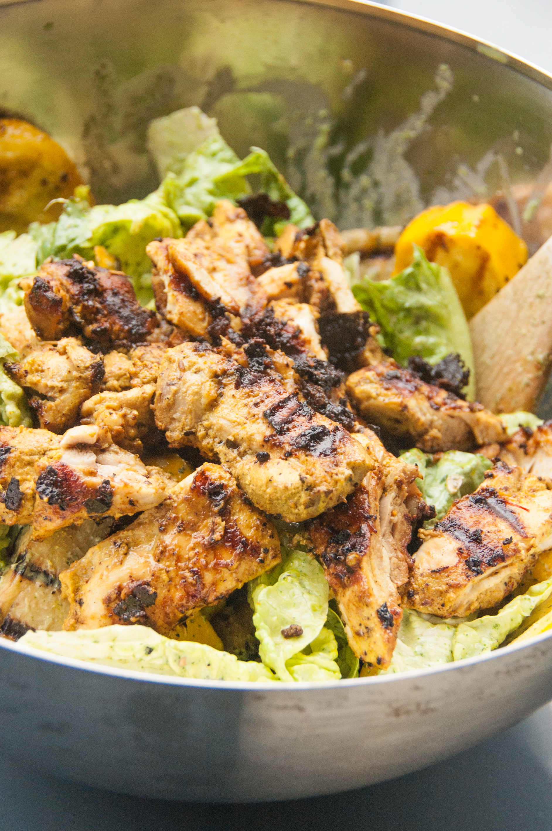 Chicken tikka salad with mint chutney - a perfect pairing of eastern and western kitchen traditions