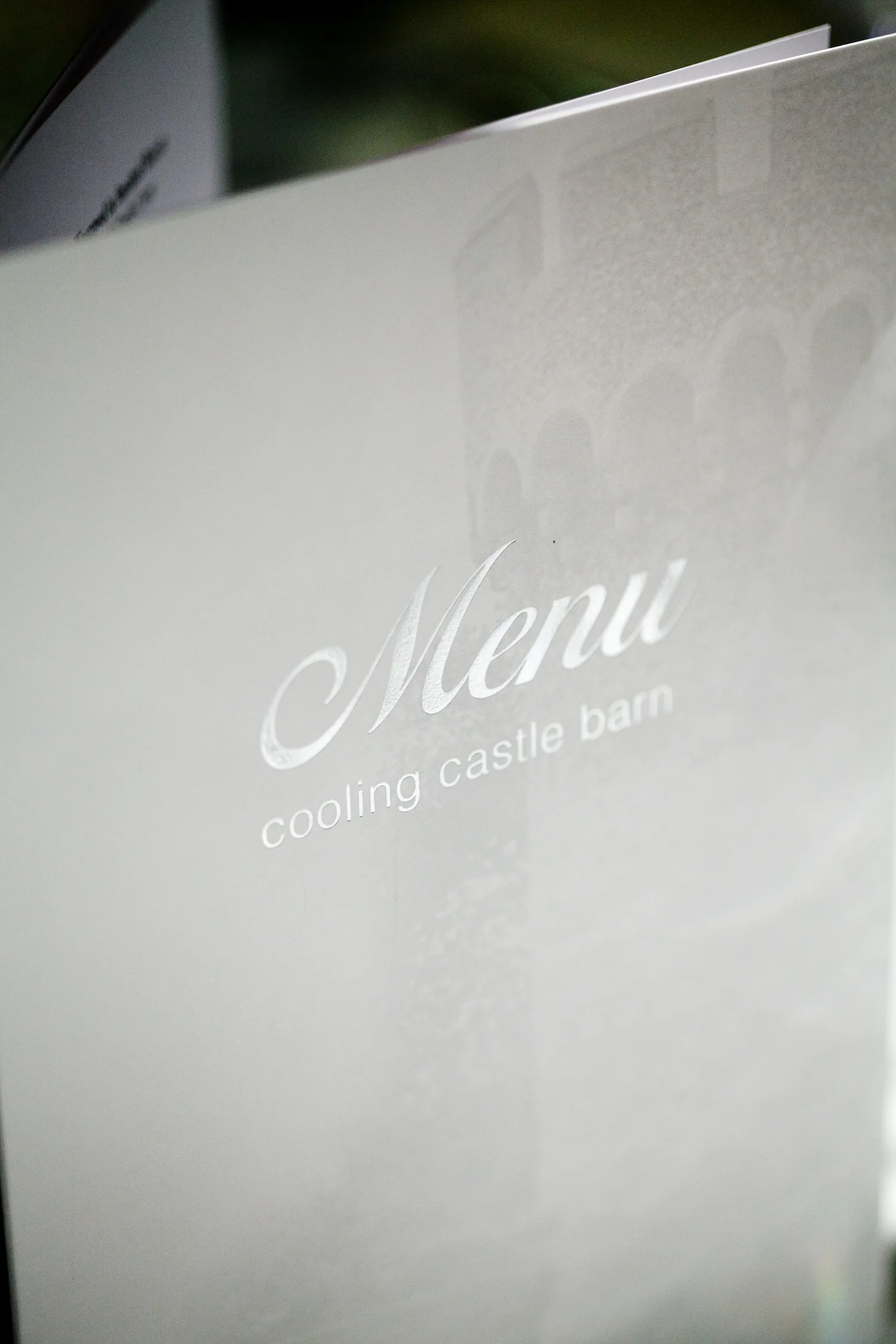 Menu card for the wedding breakfast