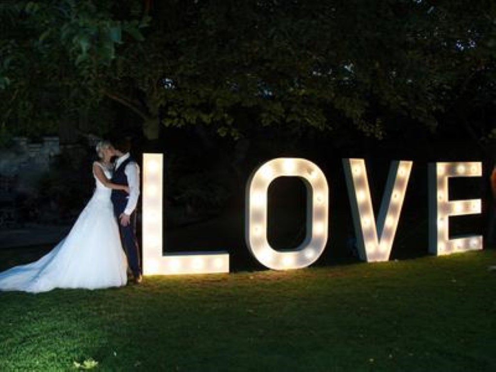 Love sign at night in the garden