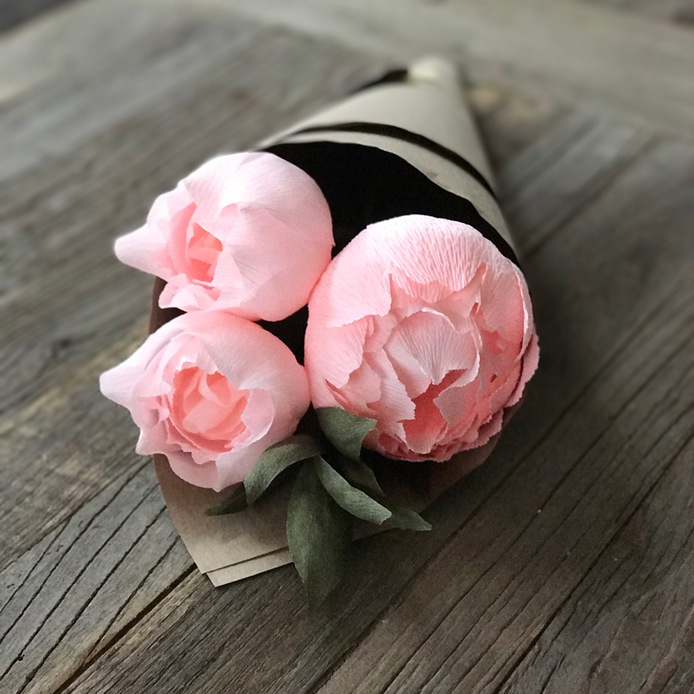 Everlasting  Valentine’s Pink Crepe Paper Rose Decor Bouquet