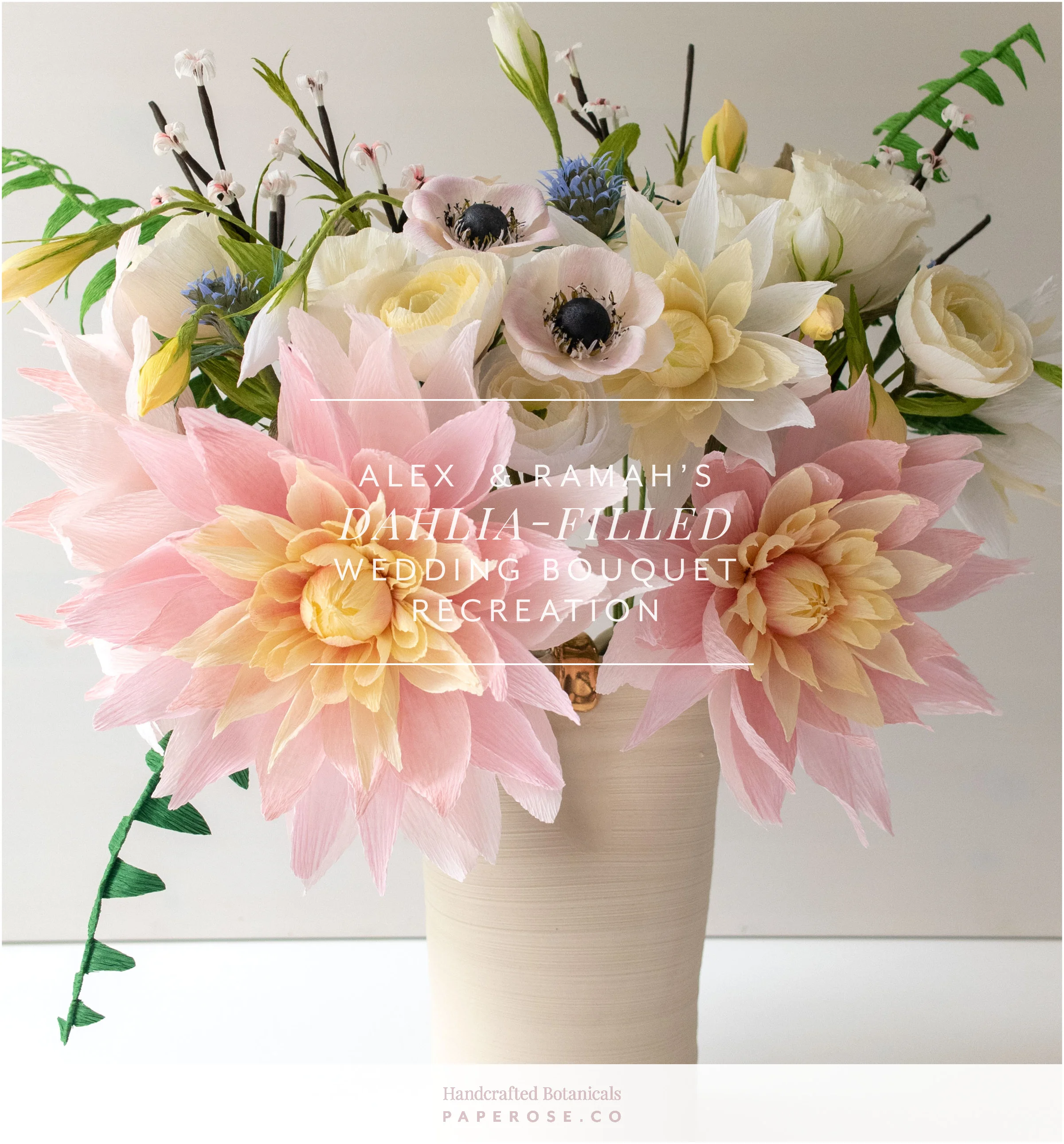 Alex  & Ramah’s Dahlia-Filled Wedding Bouquet Recreation
