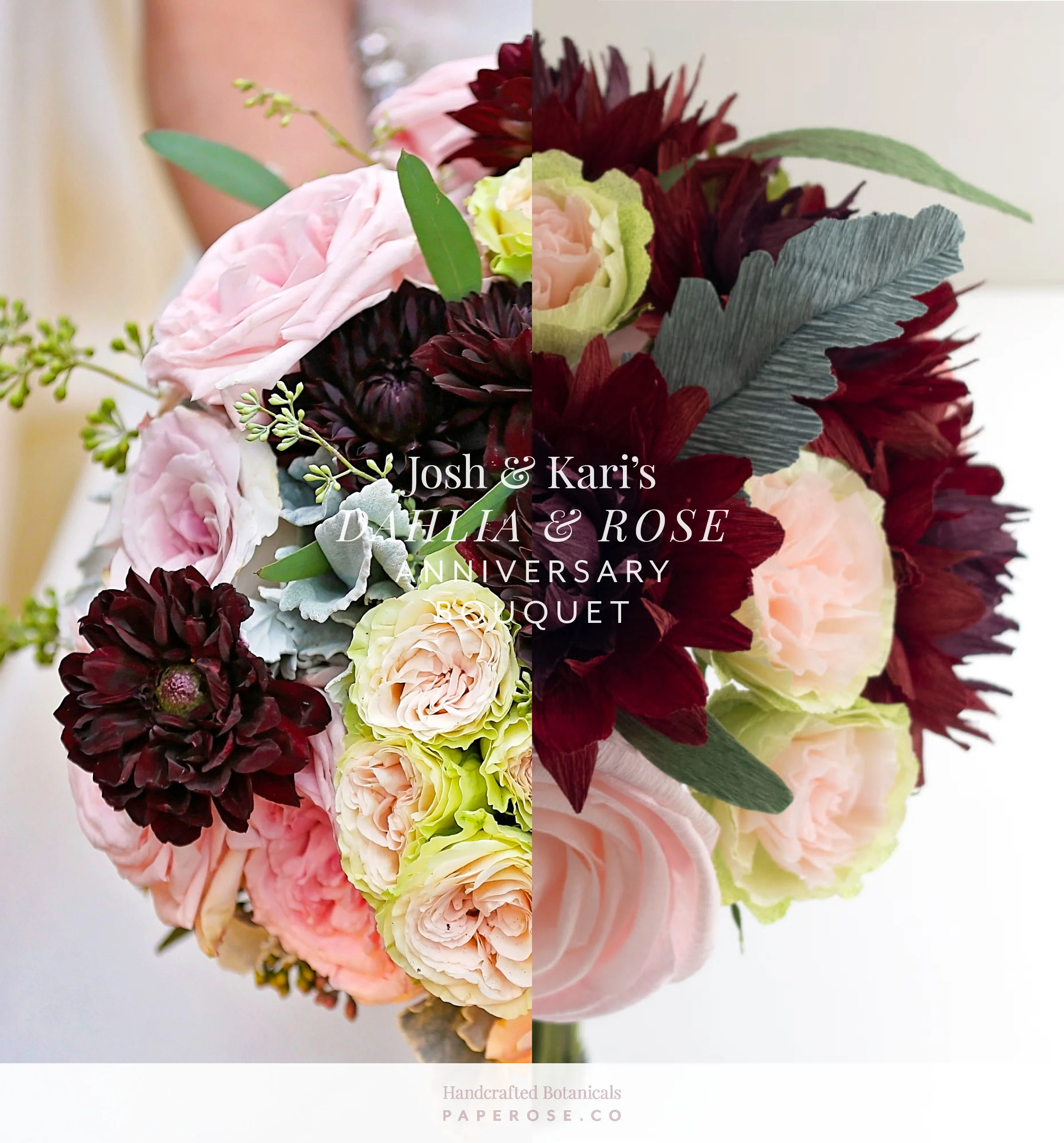 Josh & Kari’s Dahlia & Rose Anniversary  Bouquet