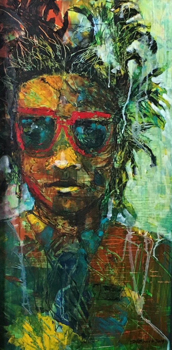 Basquiat!               mixed media       12 x 24 inches        SA Bennett 2019.JPG