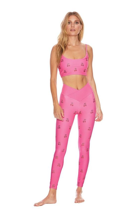 ✨RARE✨ BEACH RIOT Cherry Embellished Dotty Leggings + Weslie Top SET in  Pink - Pants & Jumpsuits