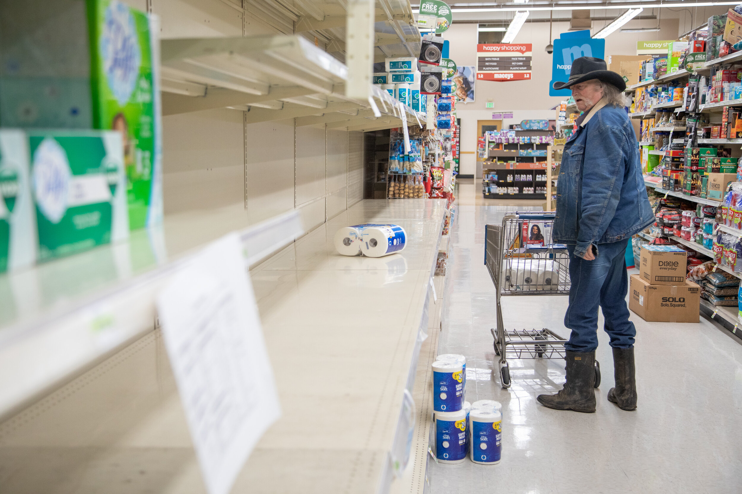  Ed Packer shops just after 8 a.m. on Friday, March 20, 2020, at Macey’s on 36th Street in South Ogden. Associated Food Stores have opened all their locations an hour before the general public to anyone 60 years or older in response to the coronaviru
