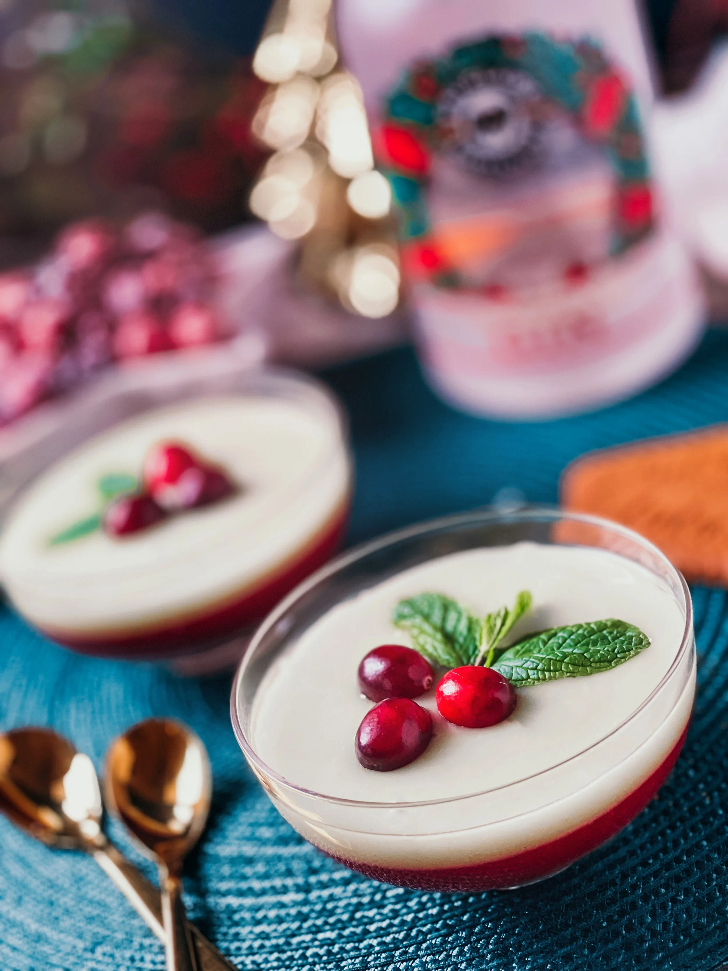 Cranberry Curd Topped with Christmas Gin Custard