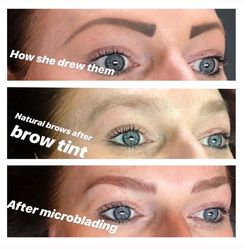 Naturally almost see through brows can get a helpful nudge in the right direction with a brow tint. I include it for free in your initial service if needed.! 