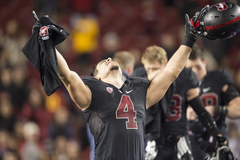 Blake Martinez won two Rose Bowls during his tenure with Stanford, including 2012's contest against the Wisconsin Badgers.