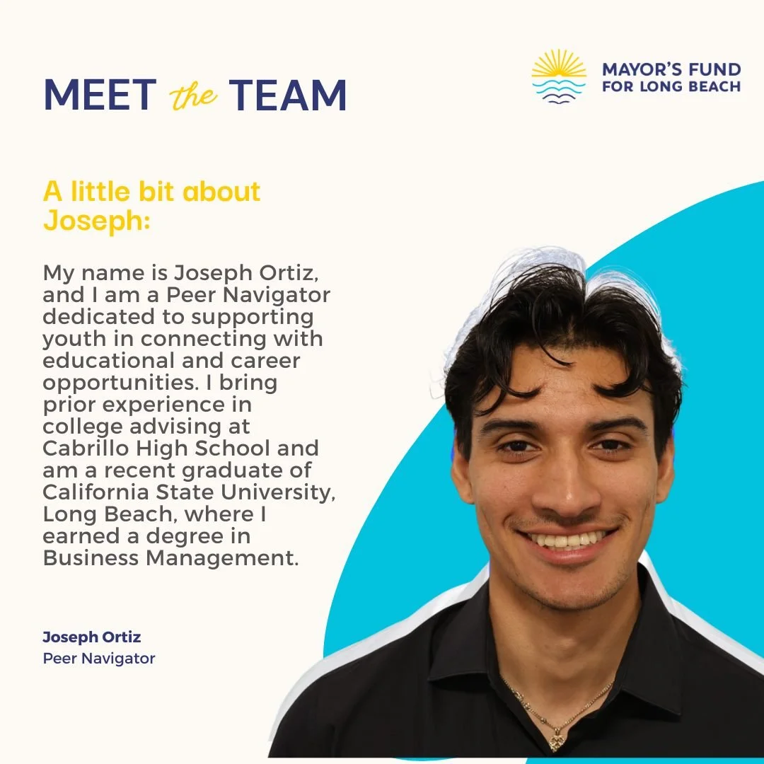 Joseph serves as a Peer Navigator, supporting youth as they explore educational and career opportunities. A recent CSULB graduate with experience advising students at Cabrillo High School, he&rsquo;s passionate about helping young people navigate the