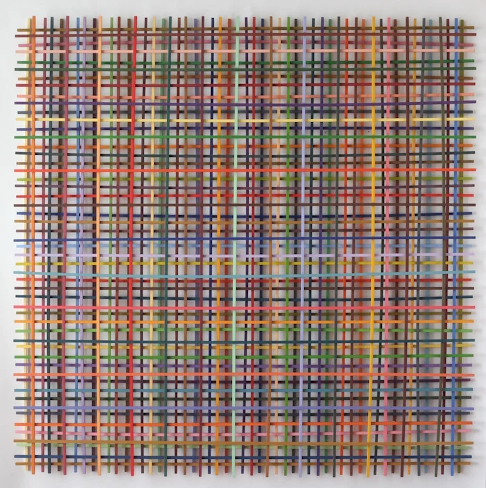  prometheus&nbsp;  paint on wood sticks  72" x 72" x 4” 