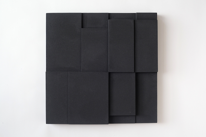  Black sand  sand, paint, wood panel  23” x 23” x 3”   