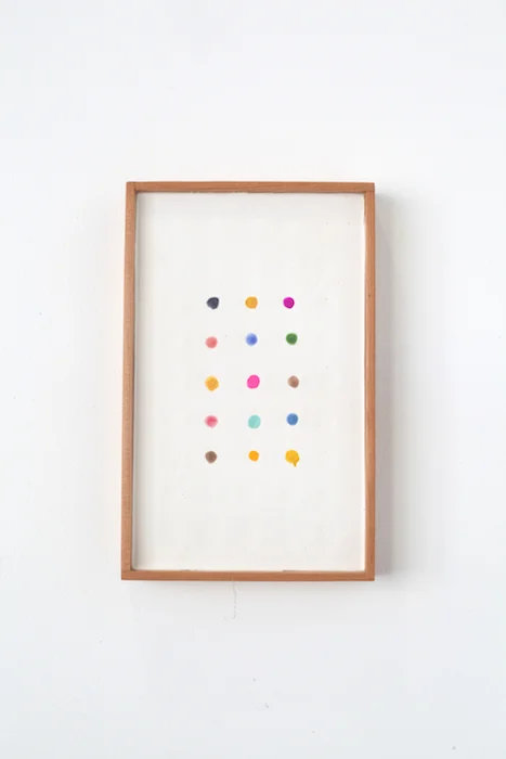  plastered dots  plaster, watercolor, wood panel  6- 1/2 x 10 -1/4”x 1-1/2 