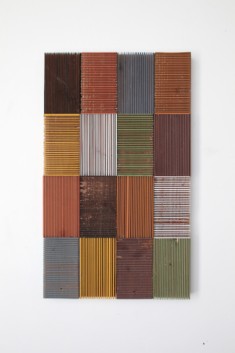  Scored  milk paint, softwood panel  14 x 22 1/2”   