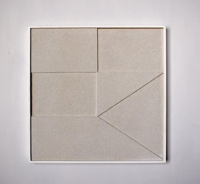  white sand 1/5  sand, paint, plywood  20” x 20” x 2” 