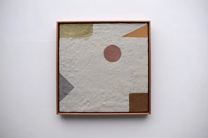  Pinball sand and sediments on panel, redwood frame 18 x 18 x 1.75” 2023 