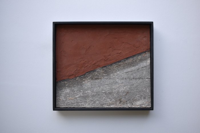  Split Oak, sediment, oil on panel  11-1/2 x 10” x 1-1/2” 2021 