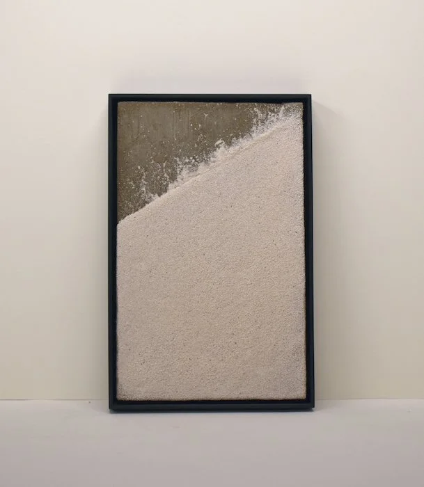  patch  8.5 x 13 x 1.5  sand, concrete on panel, walnut frame  2023 