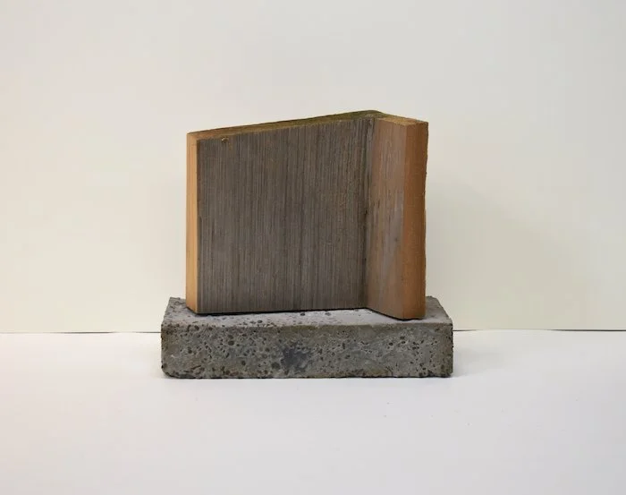  corner  10 x 9 x 5”  cedar on concrete pedestal   2023 