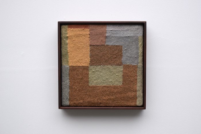  Terrace    7.5 x 7.5 x 1.5”   sand and sediments on panel, redwood frame    2023    $500 