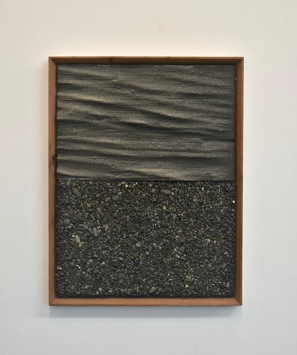  rialto  15 ¼ x 191/2”  sand, pebbles on panel—redwood frame  2024  $750 