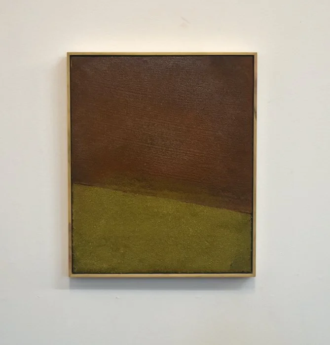  rusty meadow  10 × 14”  sediment,  metal shavings —bay laurel frame  2023  $600 