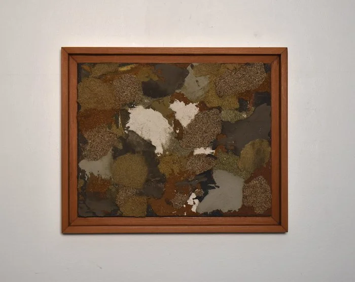  patch  13 × 11 × 1”  sand, sediment on panel—redwood frame  2025  $500 