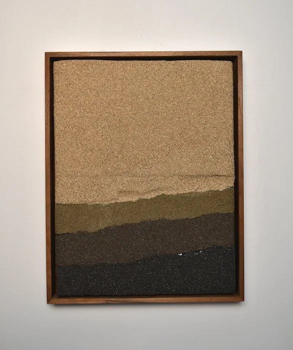  maui  12 × 15 1/2 × 2”  sand on panel—walnut frame  2025 