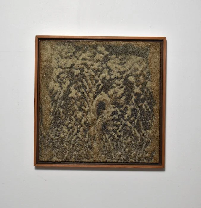  exit  12 × 12 × 1”  sand, sediment on panel  2025  $500 